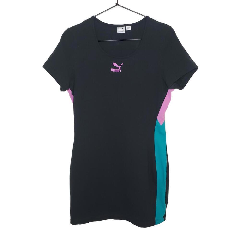 Puma Women's Sz L Lava Color-block Side Panel T-Shirt Dress (1753)